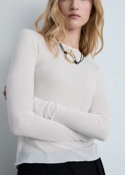 MANGO Topy*Top z cienkiej prążkowanej dzianiny