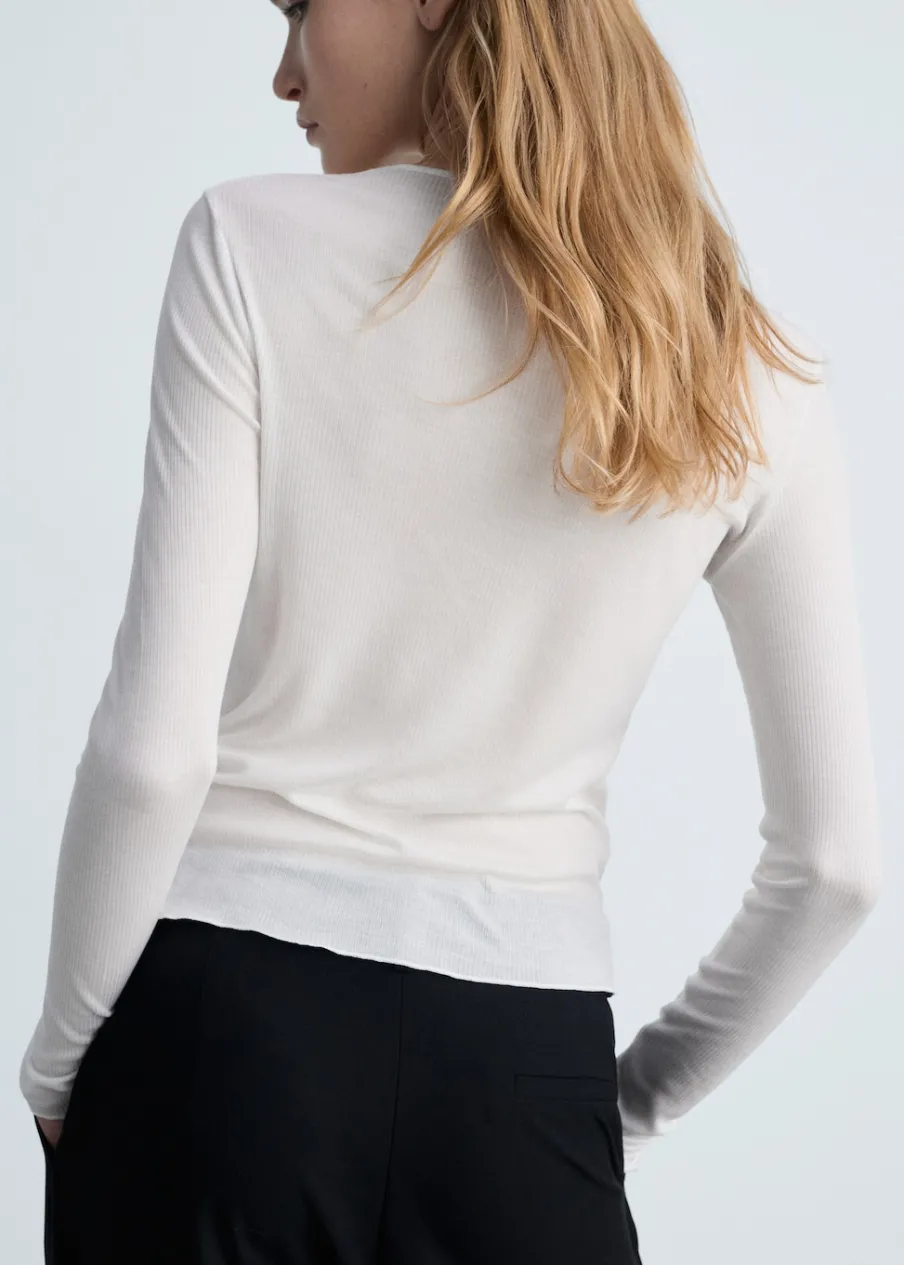 MANGO Topy*Top z cienkiej prążkowanej dzianiny