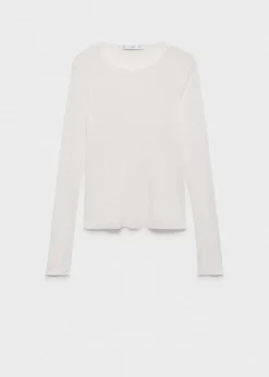 MANGO Topy*Top z cienkiej prążkowanej dzianiny