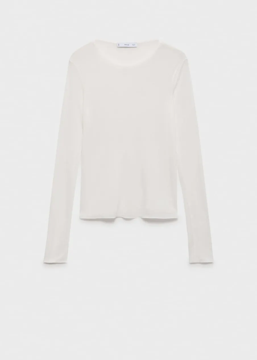 MANGO Topy*Top z cienkiej prążkowanej dzianiny