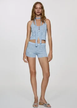 MANGO Topy*Top z dekoltem halter i guzikami