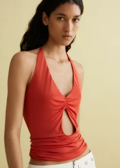 MANGO Topy*Top z dekoltem halter i wycięciem