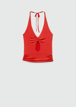 MANGO Topy*Top z dekoltem halter i wycięciem