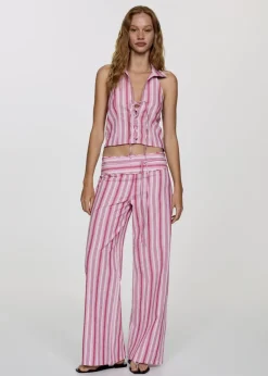 MANGO Topy*Top z dekoltem halter w paski