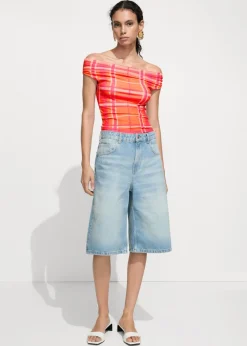 MANGO Topy*Top z dekoltem w łódkę i nadrukiem