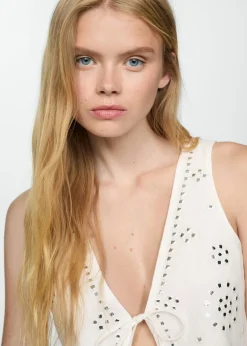 MANGO Topy*Top z dżetami i wiązaniem