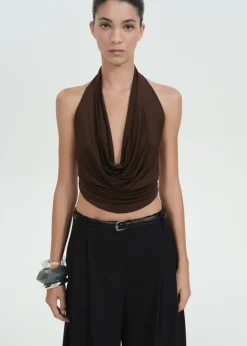 MANGO Topy*Top z drapowanym dekoltem i odkrytymi plecami