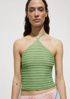 MANGO Topy*Top z dzianiny lureksowej z dekoltem halter