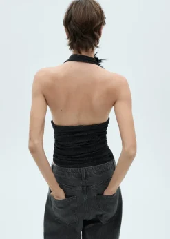 MANGO Topy*Top z dzianiny lureksowej z dekoltem halter