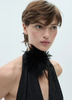 MANGO Topy*Top z dzianiny lureksowej z dekoltem halter