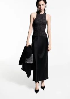 MANGO Topy*Top z dzianiny lureksowej z dekoltem halter