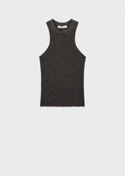 MANGO Topy*Top z dzianiny lureksowej z dekoltem halter