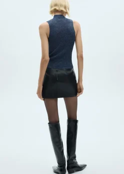 MANGO Topy*Top z dzianiny lureksowej z półgolfem