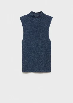 MANGO Topy*Top z dzianiny lureksowej z półgolfem