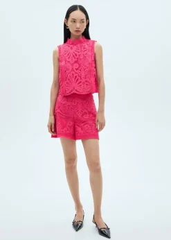 MANGO Topy*Top z dzianiny szydełkowej z półgolfem