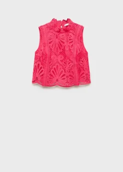 MANGO Topy*Top z dzianiny szydełkowej z półgolfem