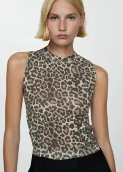 MANGO Topy*Top z dzianiny w lamparcie cętki