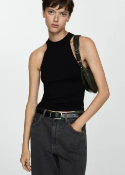 MANGO Topy*Top z dzianiny z dekoltem halter