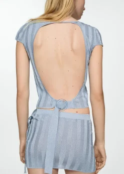 MANGO Topy*Top z lureksu z odkrytymi plecami
