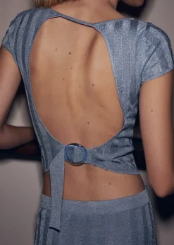 MANGO Topy*Top z lureksu z odkrytymi plecami