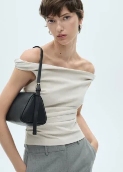 MANGO Topy*Top z odkrytymi ramionami i drapowaniem