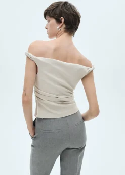 MANGO Topy*Top z odkrytymi ramionami i drapowaniem