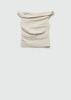 MANGO Topy*Top z odkrytymi ramionami i drapowaniem