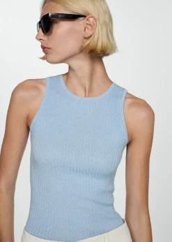 MANGO Topy*Top z prążkowanej dzianiny