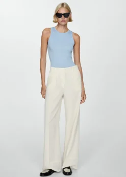 MANGO Topy*Top z prążkowanej dzianiny