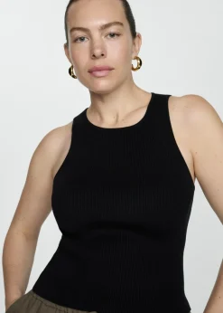 MANGO Topy*Top z prążkowanej dzianiny