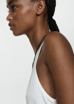 MANGO Topy*Top z satynowymi wstawkami