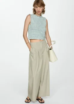 MANGO Topy*Top z tweedu z postrzępionym wykończeniem