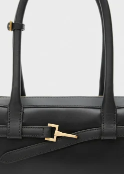 MANGO Torebki|Akcesoria Skórzane*Torebka bowling ze skóry z klamrą