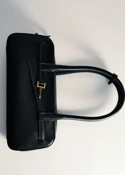 MANGO Torebki|Akcesoria Skórzane*Torebka bowling ze skóry z klamrą