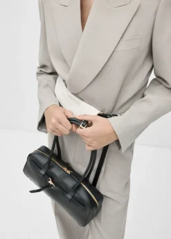 MANGO Torebki|Akcesoria Skórzane*Torebka bowling ze skóry z klamrą