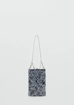 MANGO Torebki*Torebka do ręki w siateczce z kryształków