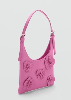 MANGO Torebki*Torebka skórzana na ramię z aplikacjami kwiatów