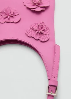 MANGO Torebki*Torebka skórzana na ramię z aplikacjami kwiatów