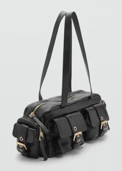 MANGO Torebki|Akcesoria Skórzane*Torebka skórzana z kieszeniami