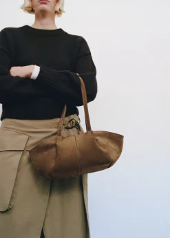 MANGO Torebki|Akcesoria Skórzane*Torebka z dwoiny z dwoma uchwytami