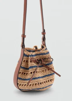 MANGO Torebki*Torebka z naturalnego włókna z kontrastowym paskiem