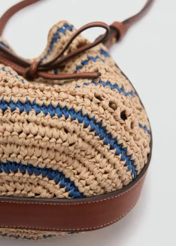 MANGO Torebki*Torebka z naturalnego włókna z kontrastowym paskiem