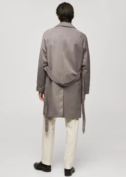 MANGO Płaszcze|Trencze*Trencz z paskiem ze szmerglowanego materiału