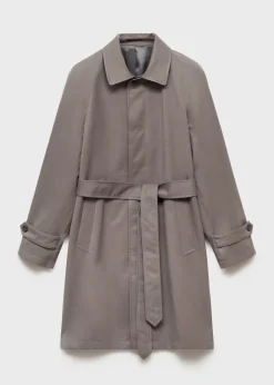 MANGO Płaszcze|Trencze*Trencz z paskiem ze szmerglowanego materiału