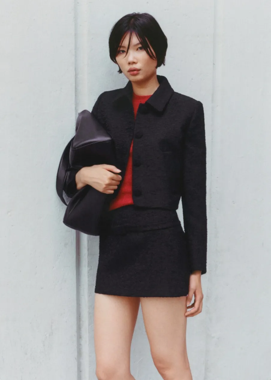 MANGO Spódnice*Tweedowa spódnica mini z ozdobnym paskiem