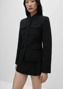 MANGO Kurtki*Tweedowy żakiet z kieszeniami