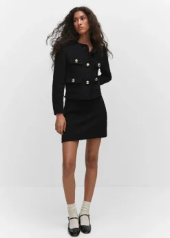 MANGO Kurtki*Tweedowy żakiet z kieszeniami