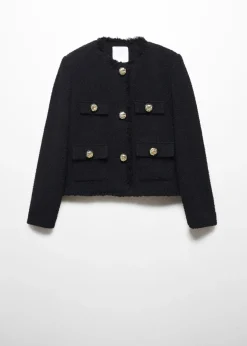 MANGO Kurtki*Tweedowy żakiet z kieszeniami