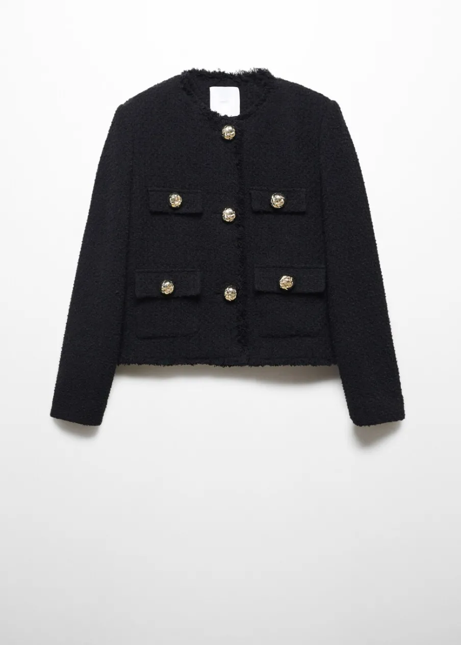 MANGO Kurtki*Tweedowy żakiet z kieszeniami