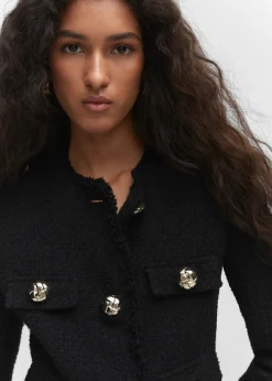 MANGO Kurtki*Tweedowy żakiet z kieszeniami